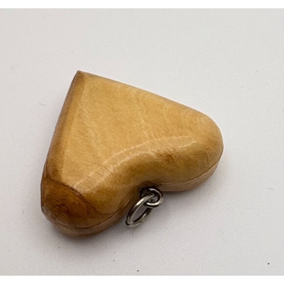 Vintage Natural Wood Heart Shaped Pendant Wood Block Design - Picture 4 of 6